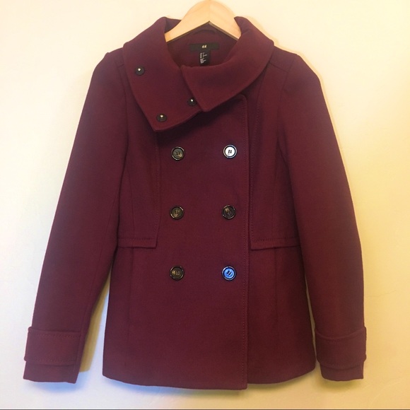 H&M Jackets & Blazers - H&M Three Style Maroon Peacoat